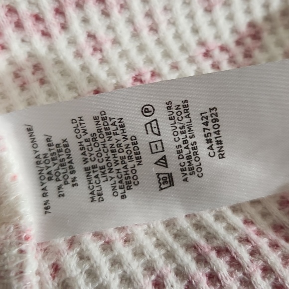 Loft Top Womens Sleep Shirt Size L Snowflake Heart Waffle Knit - Picture 8 of 9